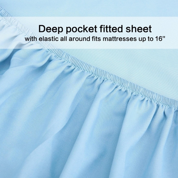 4 Piece Sheet Set Full Size Baby Blue - Picture 4 of 8